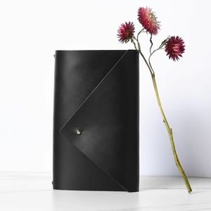 Black Leather Planner Cover Clutch & Planner